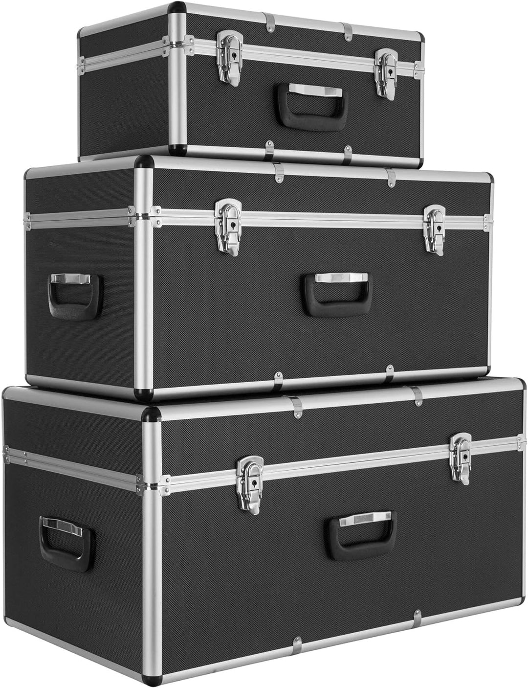 Arebos 3er Set Transportkoffer | Aluminium | 200 L Gesamtvolumen | abschliessbar | inkl. Tragegriffe