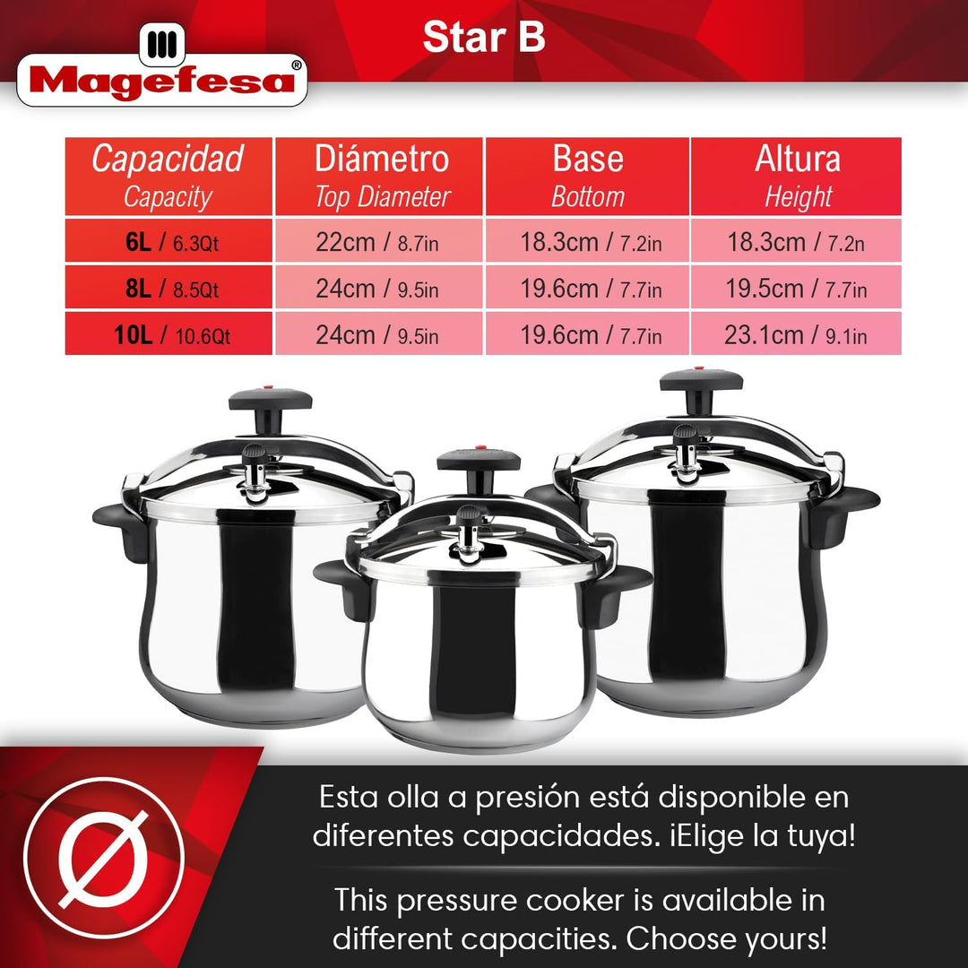 OLLA PRESION STAR BOMBEADA 6L MAGEFESA