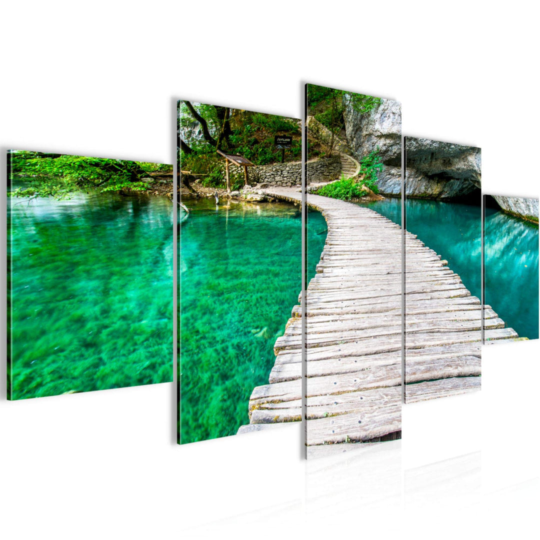 Runa Art Wandbilder Landschaft Brücke 5 Teilig Bild auf Vlies Leinwand Deko Schlafzimmer Wohnzimmer