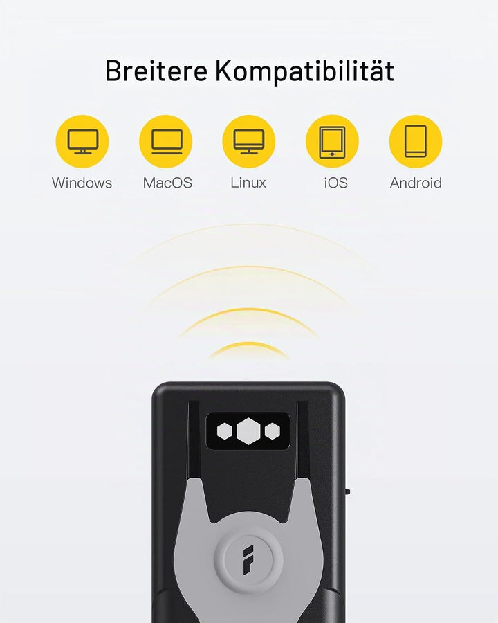 Inateck Barcode Scanner Bluetooth 1D mit 2,4Ghz USB Adapter, liest Barcodes von Bildschirmen, Exklus