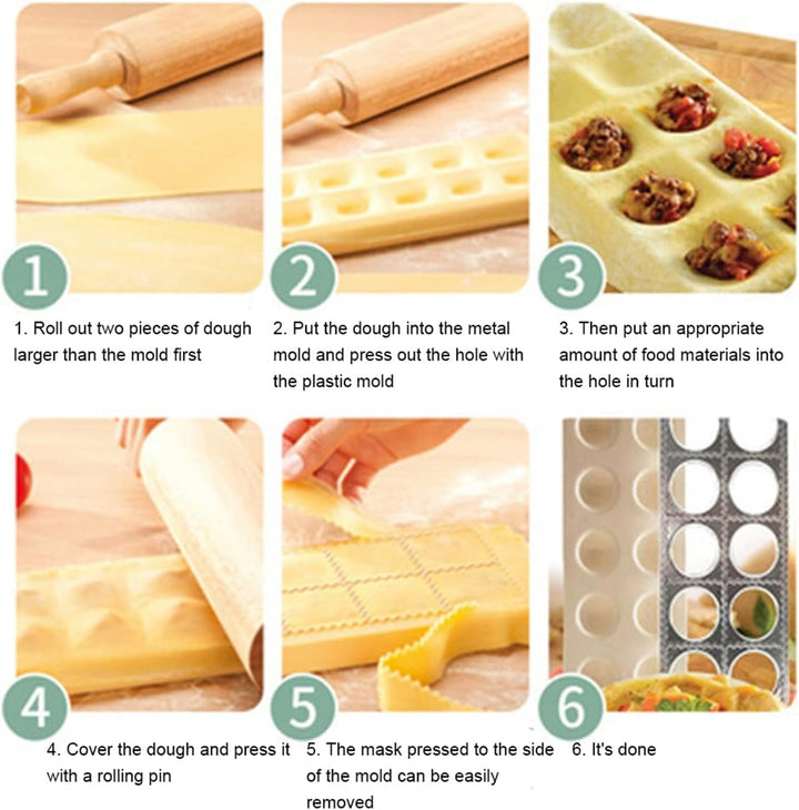 Italienische Pastaform Ravioli Tablett Platte Pin Quadratische Rahmen für Perfekte Befestigung und F