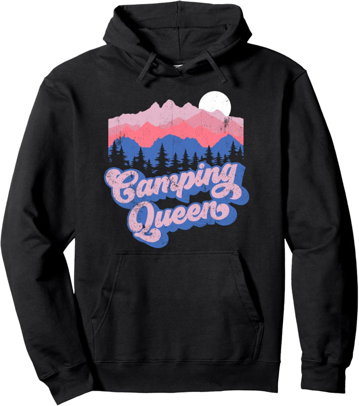 Camping Queen Retro Mountain Outdoor Damen Camping Pullover Hoodie