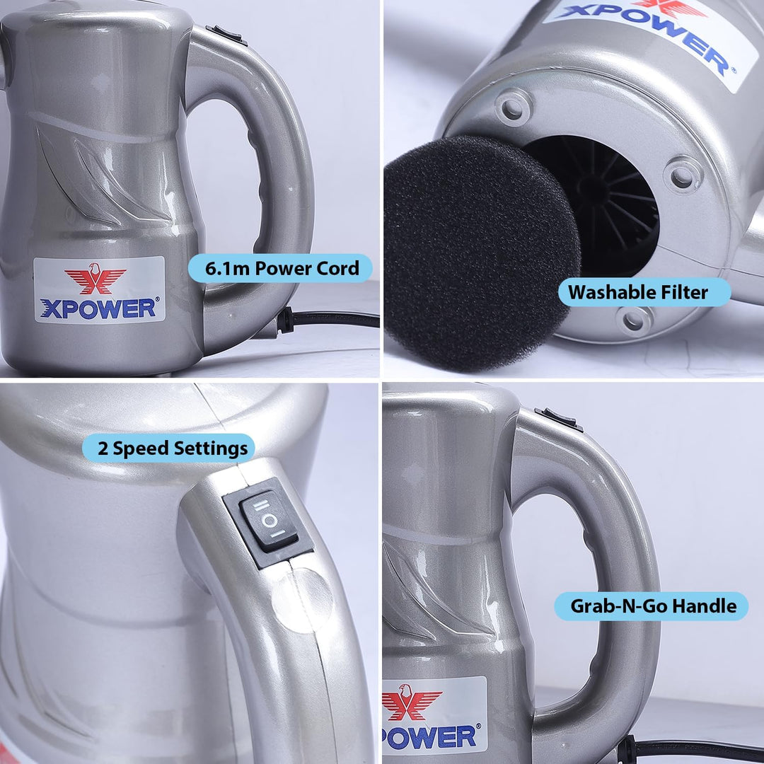 XPOWER Electric Air Duster for Dusting Drying Inflating Blowing Car Detailing Computer Leaf Blowing