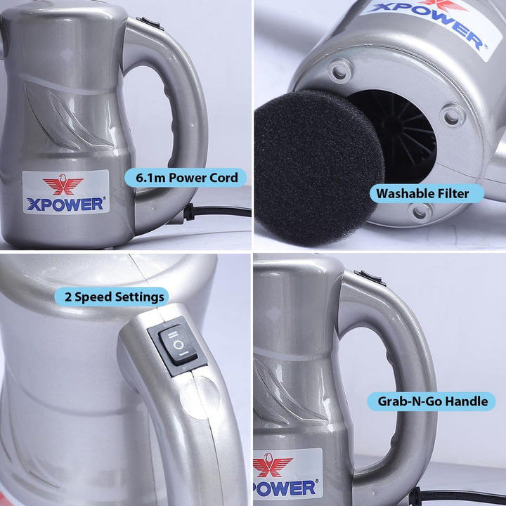 XPOWER Electric Air Duster for Dusting Drying Inflating Blowing Car Detailing Computer Leaf Blowing
