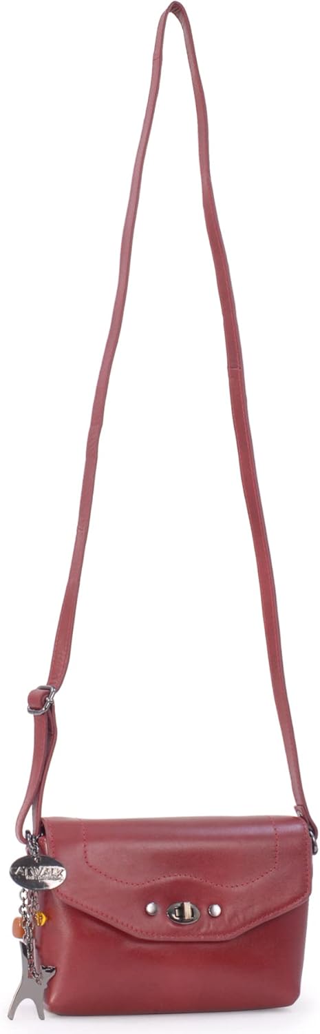 Catwalk Collection Handbags - Leder - Klien Umhängetasche/Schultertasche - FLORENCE Rot Cs, Rot Cs