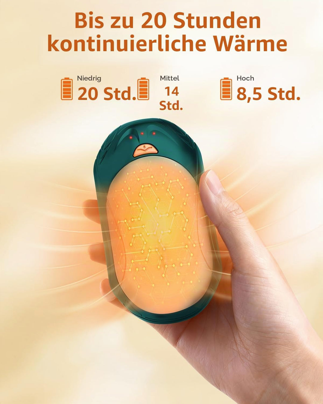 BOSONER Handwärmer Elektrisch Taschenwärmer Wiederaufladbar: 2er-Set 6000mAh Elektrischer Handwärmer