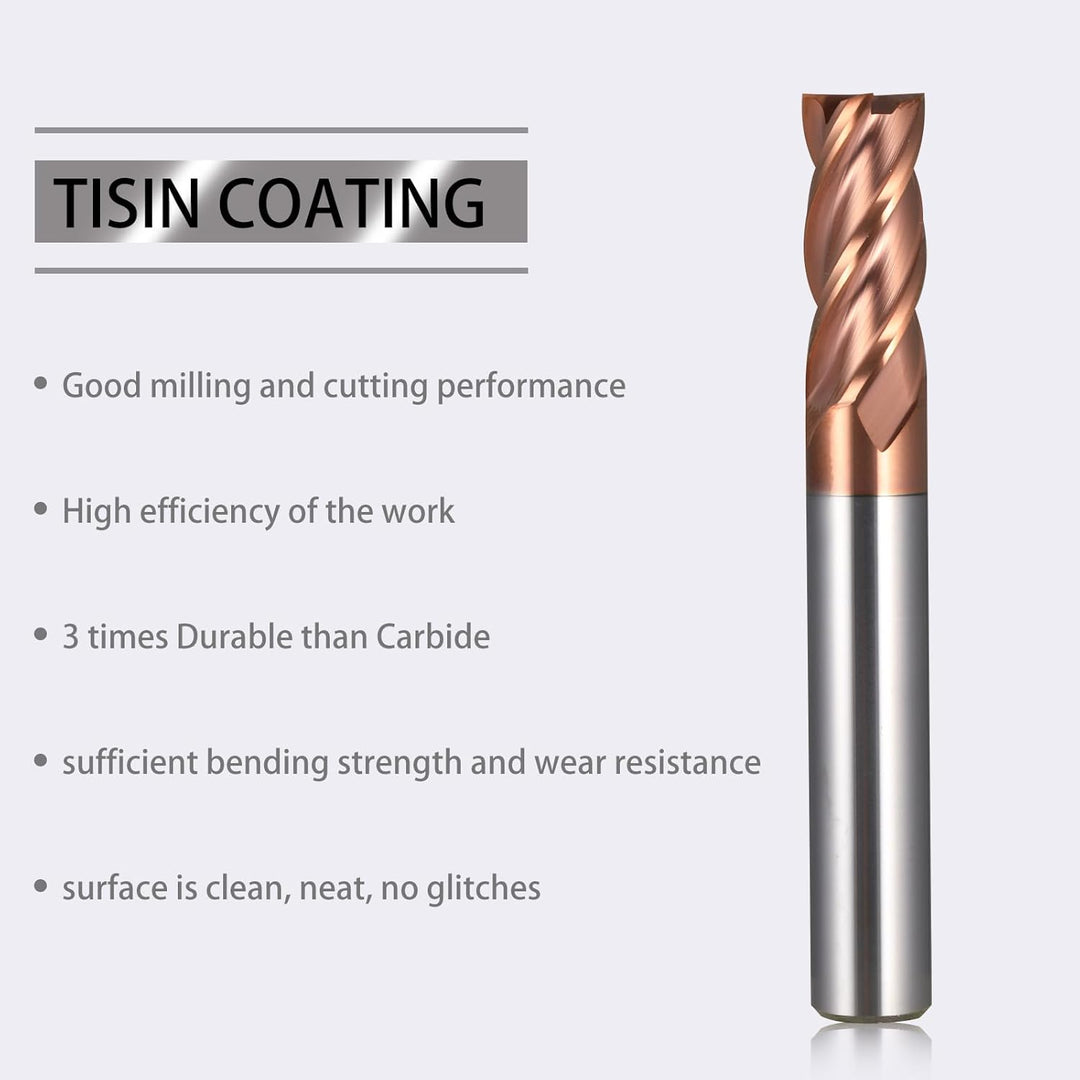 10mm Fräsende Mühle Wolframkarbid 4-Ausschnitt, 25mm Schneidlänge 2-Stücke TiSiN Beschichtung Vollha