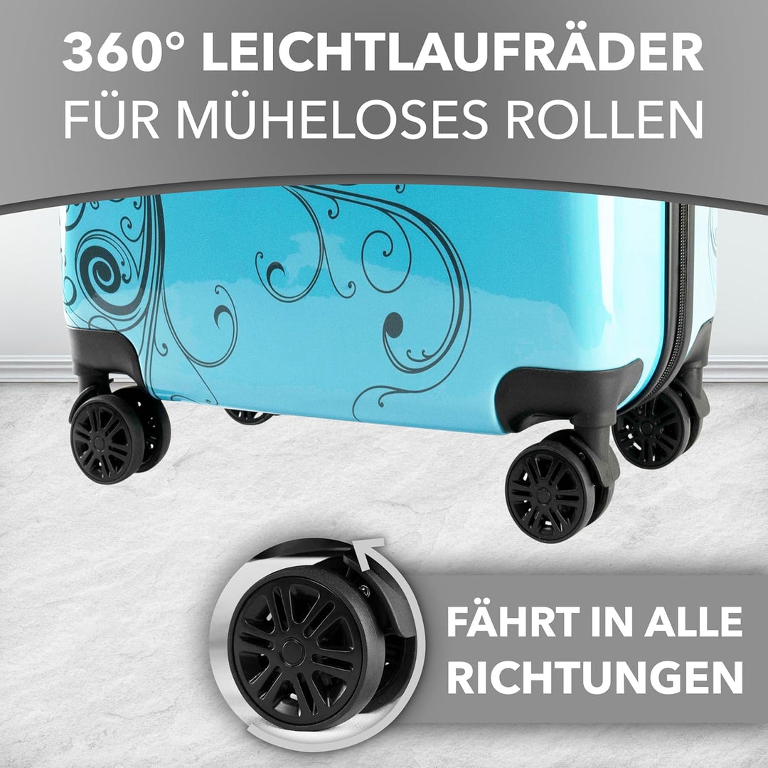 Xonic Design Reisekoffer - Hartschalen-Koffer mit 360° Leichtlauf-Rollen - hochwertiger Trolley mit