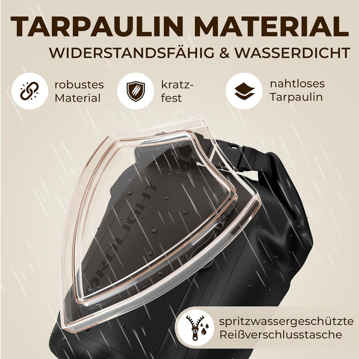 Nordlight Dry Bag wasserdichte Tasche mit Handyhülle + Roll-Top, Schultergurt | Drybag wasserfester