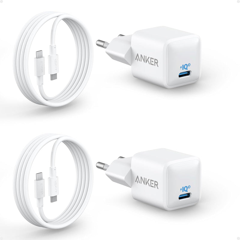 USB C Ladegerät 20W, Anker 511 Ladegerät (Nano), PIQ 3.0 kompaktes Schnellladegeräte + 2 180cm USB C