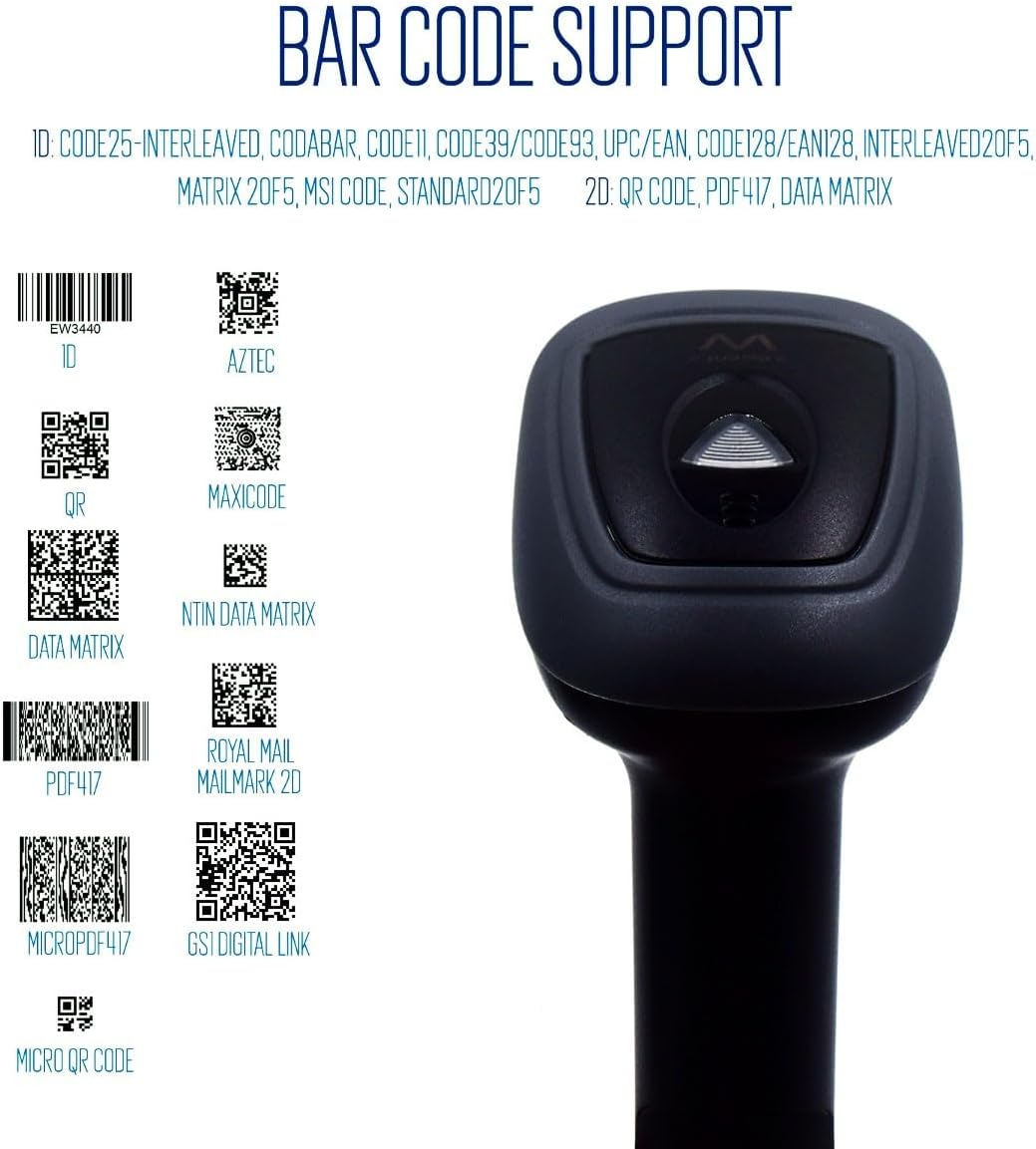 Ewent EW3440 - Universal Laser 1D und 2D Optischer Barcode Scanner Barcode Leser mit Smart Dock mit