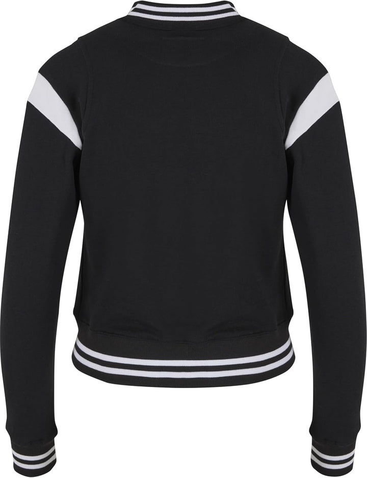Urban Classics Damen Ladies Inset College Sweat Jacket XS Blk/Wht, XS Blk/Wht