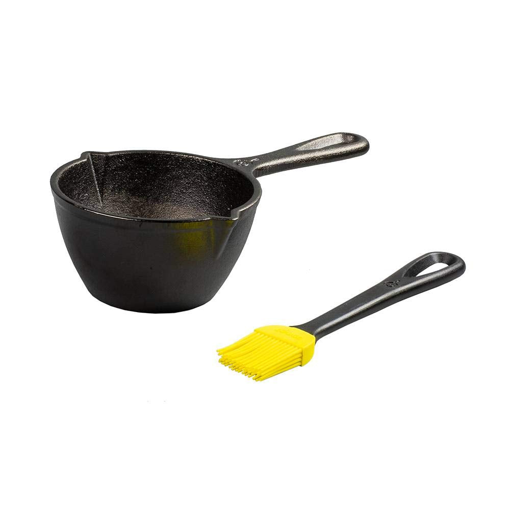 Lodge LMPB21PLT Gusseisen mit Silikonbürste Schmelztopf, Silikon, schwarz, Schmelztopf