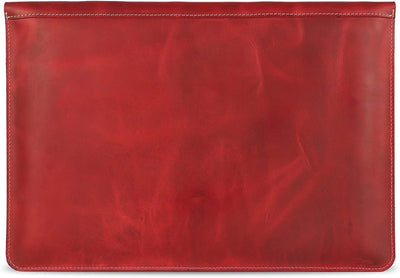 Londo Real Grain Leather MacBook Pro Case with Front Pocket & Flap Closure (Rot, 15-16 Zoll) OTTO507