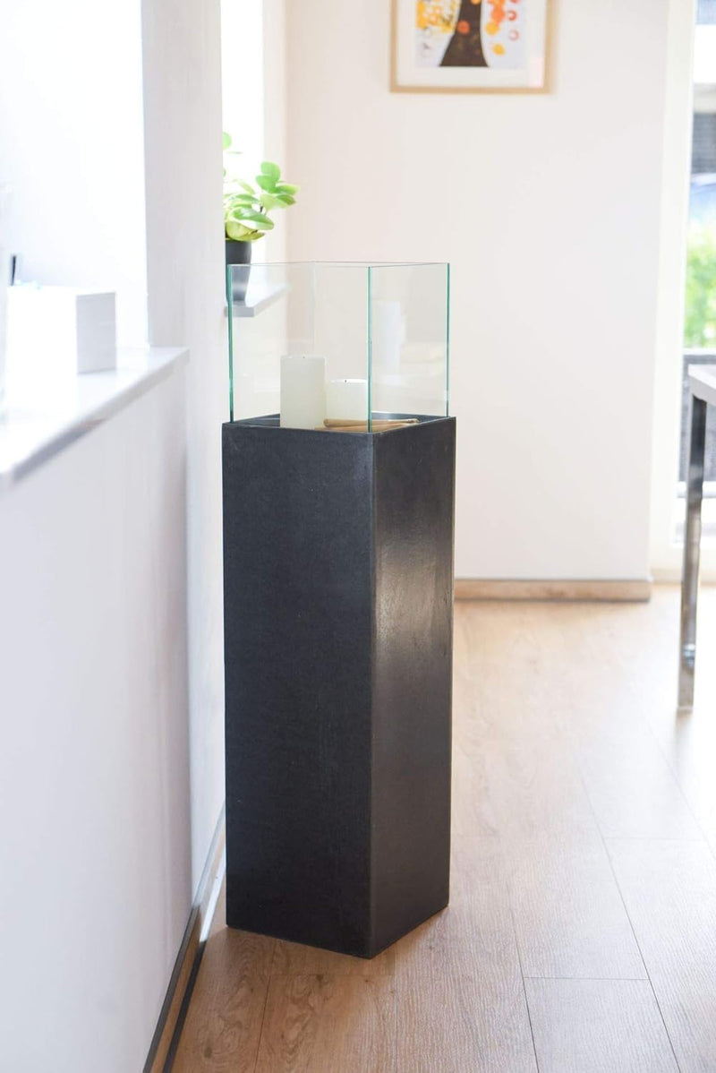 Windlicht-Säule Kerzenständer Deko-Laterne Candela Beton-Optik Anthrazit 100 cm hoch 25x25x100 cm An