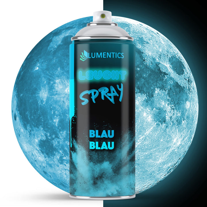 LUMENTICS Leuchtspray Blau-Blau - Farbspray mit Nachleuchteffekt - Leuchtet im Dunkeln - Aus Deutsch