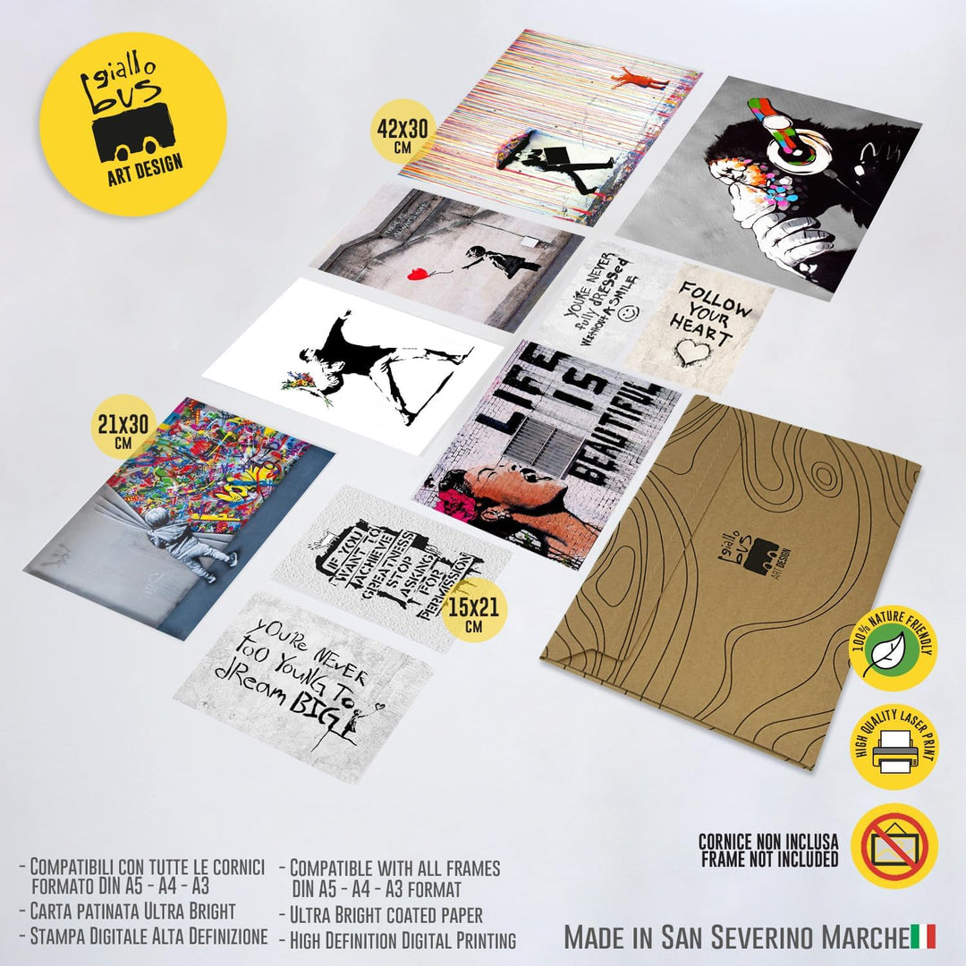 Giallobus - Set mit 10 Wandpostern - Banksy - Banksy-Sammlung 1 - Beschichtetes Papier - | 2 x A3 42