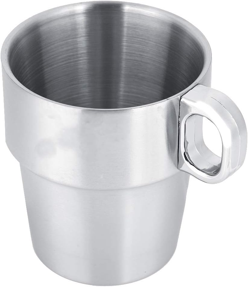 Wasserbecher Set, Edelstahl Kleine Kaffee Tee Bierbecher mit Cup Rack Stapelbare Kaffeetassen Kit fü