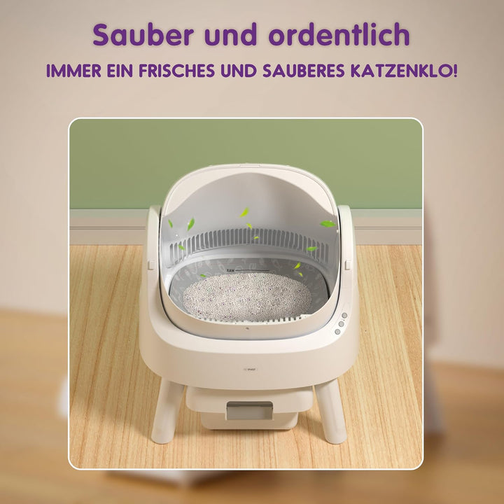 PetPivot Selbstreinigende Katzentoilette mit Offenem Design, Automatische und Manuelle Modi, Soforti