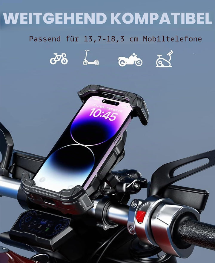 Kewig Motorrad-Handyhalterung mit Vibrationsdämpfer und Hochgeschwindigkeits-Sicherheitsverriegelung