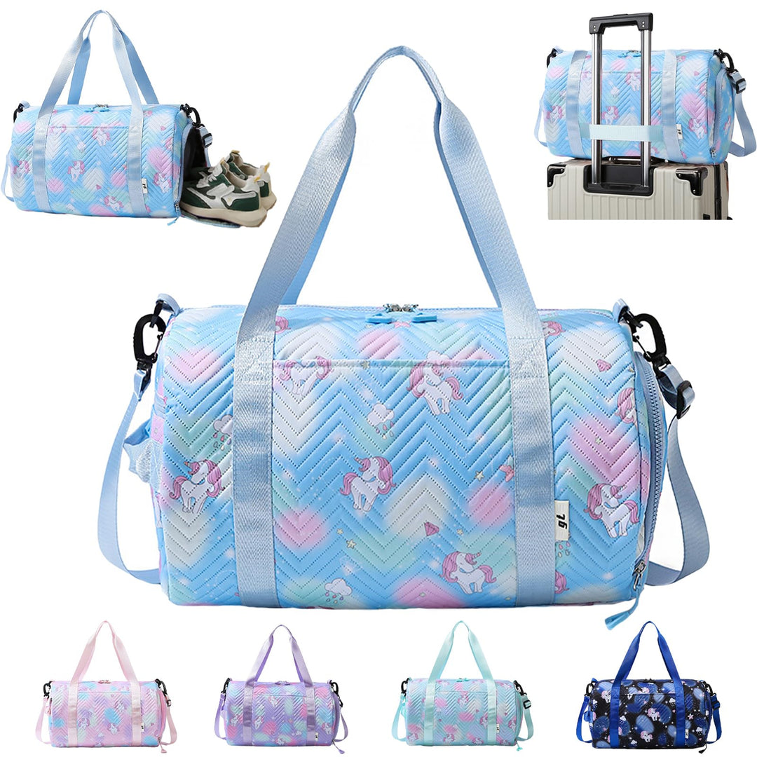 YOUYIKE Sporttasche Mädchen, Einhorn Yogatasche, Reisetasche Kinder, Schwimmtasche, Wasserdicht Turn