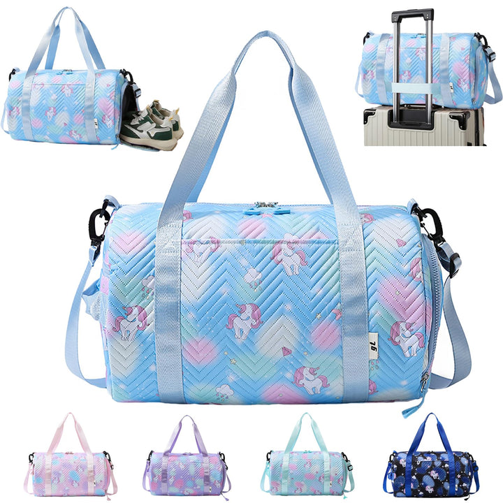 YOUYIKE Sporttasche Mädchen, Einhorn Yogatasche, Reisetasche Kinder, Schwimmtasche, Wasserdicht Turn