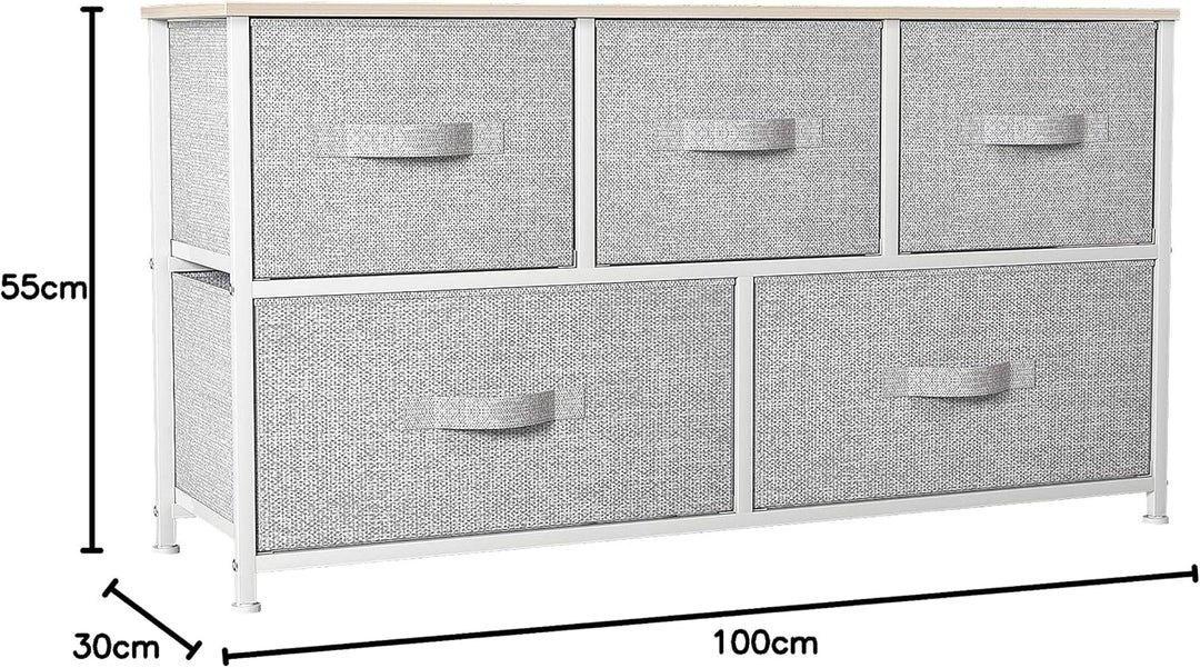 YITAHOME kommode mit Schubladen, Schrank mit 5 Schubladen aus Stoff, Aufbewahrungskommode Modernen S
