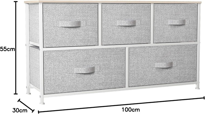 YITAHOME kommode mit Schubladen, Schrank mit 5 Schubladen aus Stoff, Aufbewahrungskommode Modernen S