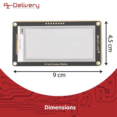 AZDelivery 3 x "2,9 Zoll ePaper Display Modul, 296x128 e-Ink Display Modul, geringer Stromverbrauch,