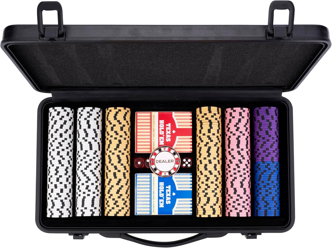 Engelhart - 320951 – Poker-Set – Koffer aus schwarzem Metall – 300 Chips 14 g nummeriert (1 bis 500)