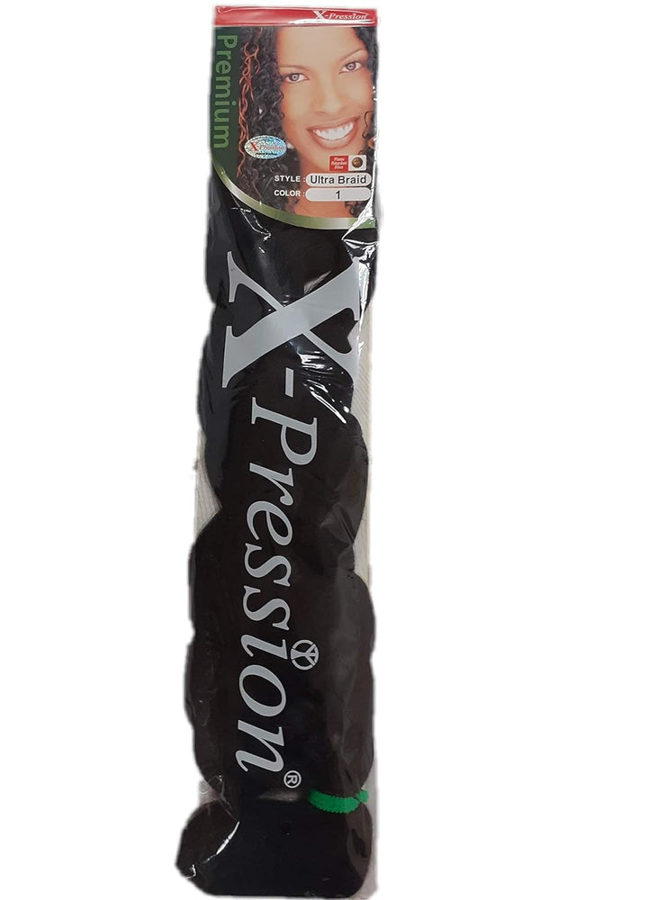 X-pression Premium Original Ultra Braid. - Color 1 ( ) by X-pression 1 6 Pack, 1 6 Pack