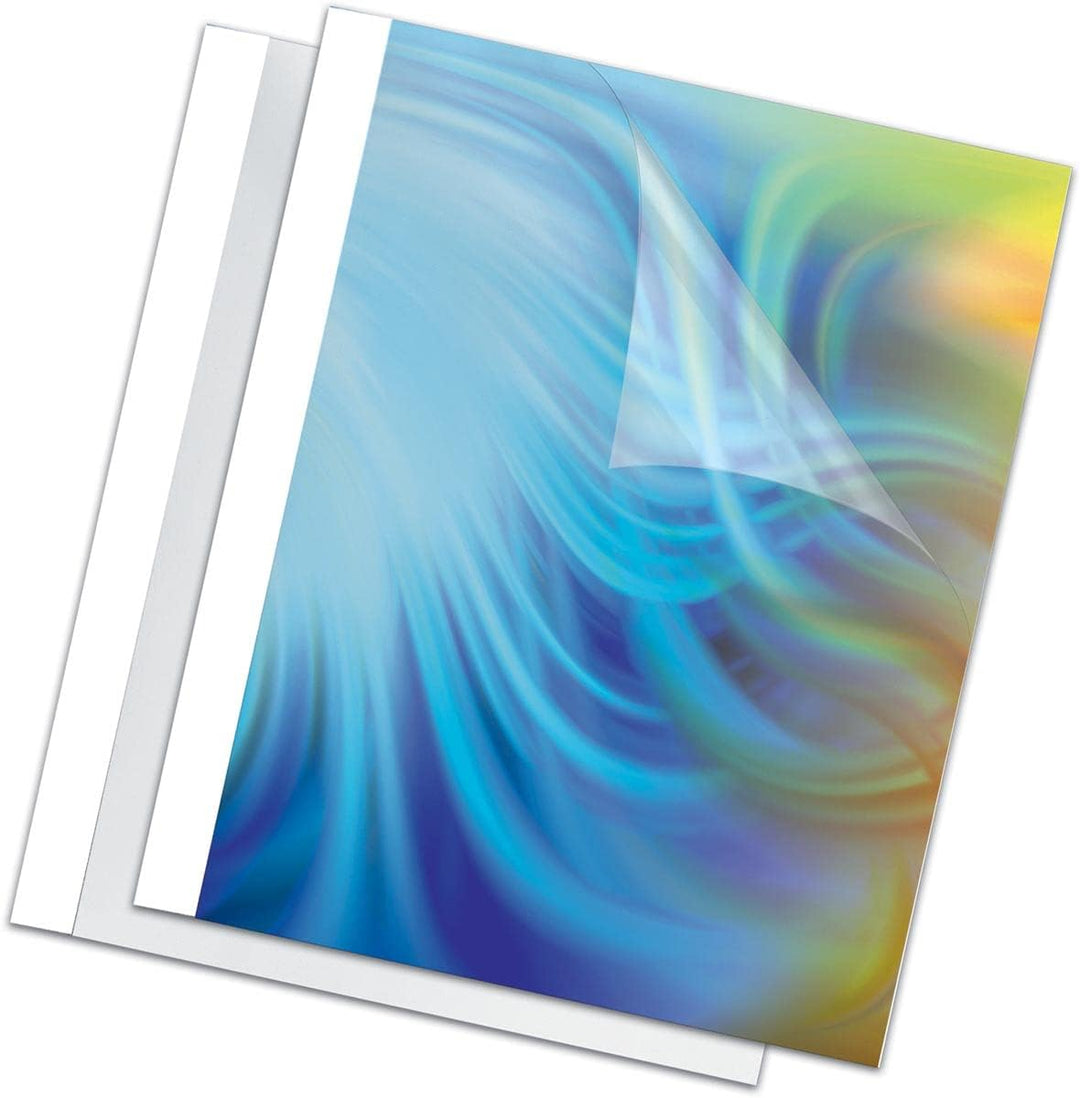 Fellowes Thermobindemappen Standard, 150 Mikron Vorderseite (PVC) / 200g/m² Rücken (glänzend), weiss