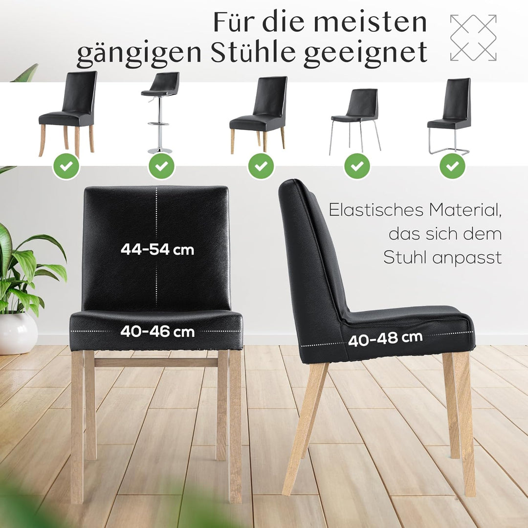 INNERSPACE Stuhlhussen 4er oder 6er Set in Schwarz | Blickdichte, Wasserabweisende, Elastische Stuhl