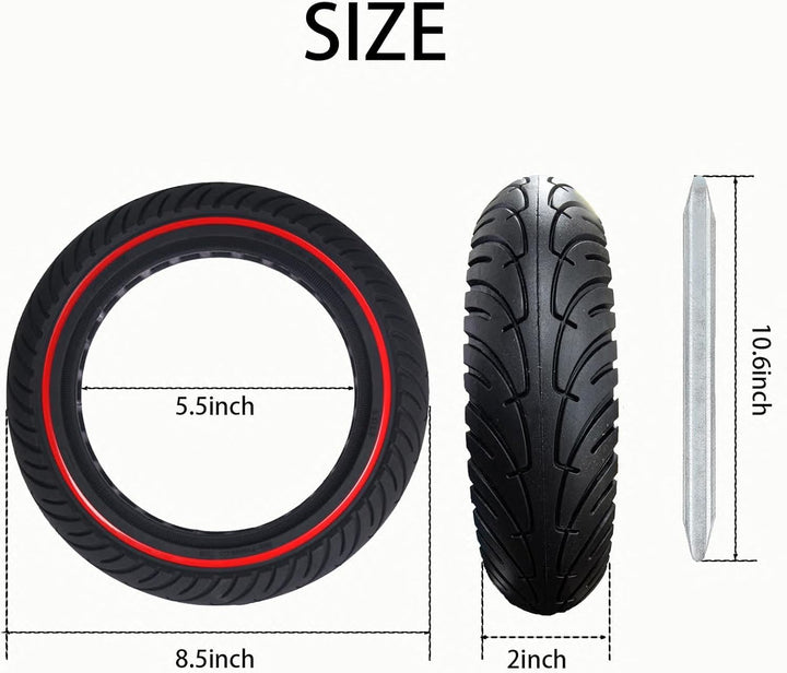 COASTA 2 x 8.5" Rollerreifen E Scooter Solid Reifen,8 1/2 Vollgummireifen,50/75-6.1 Ersatzreifen für