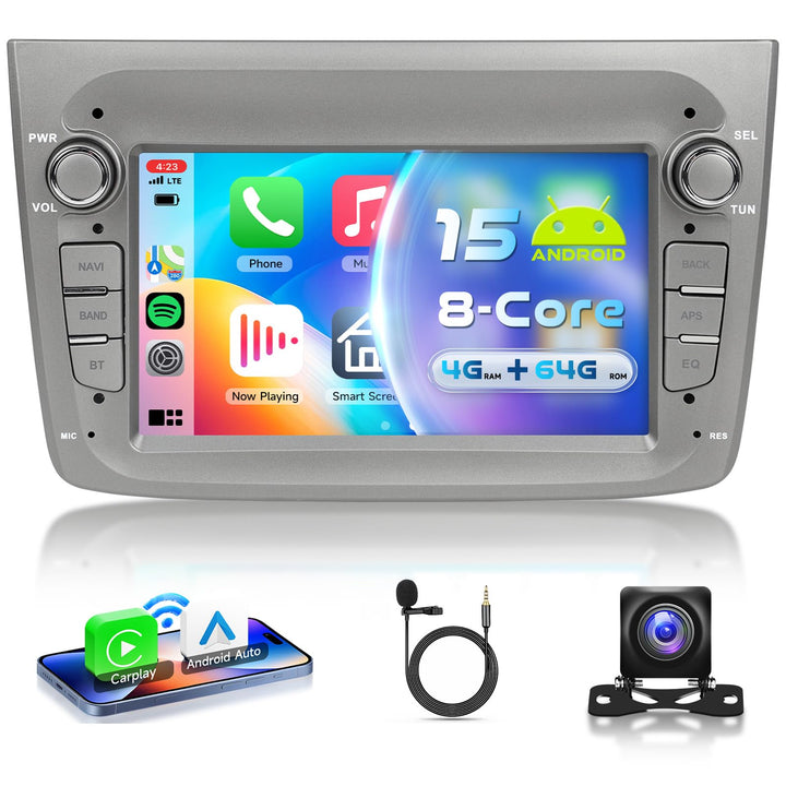 8 Kern 4G+64G Autoradio Android 15 für Alfa Romeo MITO 2008-2016, 7 Zoll HD IPS Touchscreen Auto Rad