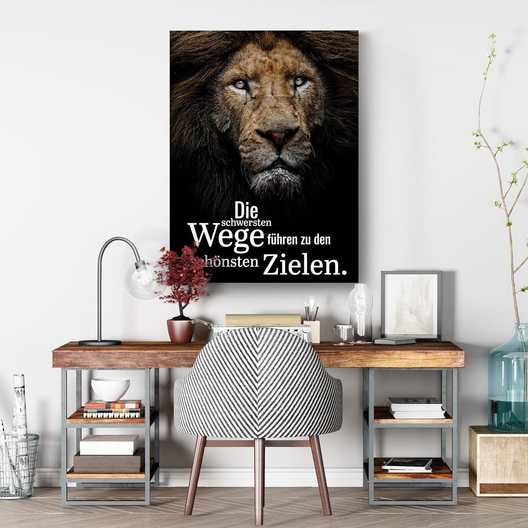 wandmotiv24 Leinwandbild Motivation, 80x60cm, Hochformat, Die schönsten Ziele, Deko, Bilder auf Lein