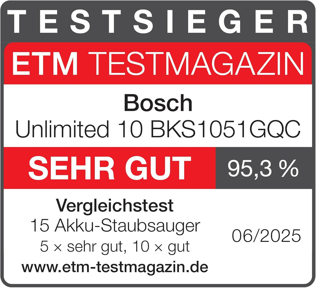 Bosch Akku-Staubsauger Unlimited 10 BKS1051GQC, kabellos, MicroClean Technology, TFT-Display, Staubk