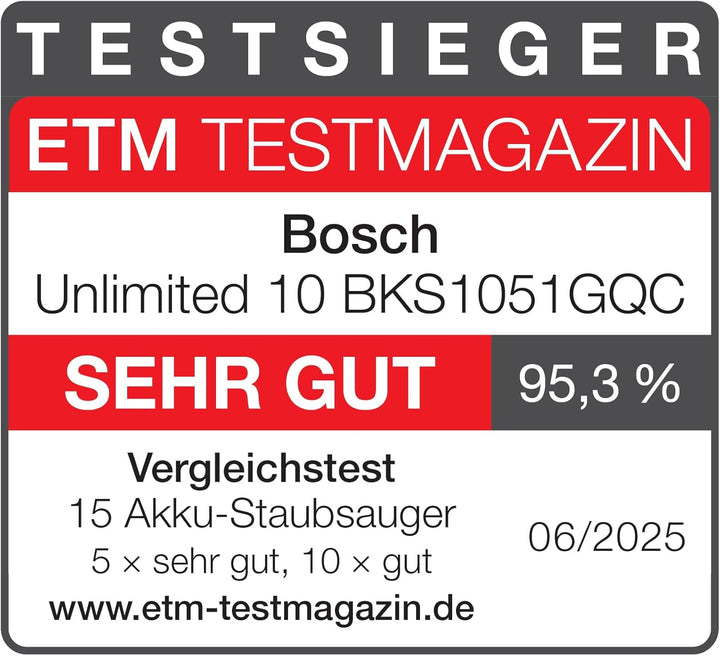Bosch Akku-Staubsauger Unlimited 10 BKS1051GQC, kabellos, MicroClean Technology, TFT-Display, Staubk