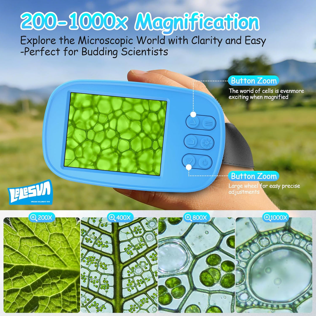 2,4-Zoll-Display-4K-Mikroskop für Kinder Tragbares Mini-Taschenmikroskop (1000-fache Vergrösserung)