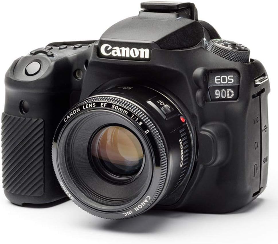 easyCover - Silikon Kameratasche - Schutz für Ihre Kamera - Canon 90D - Schwarz