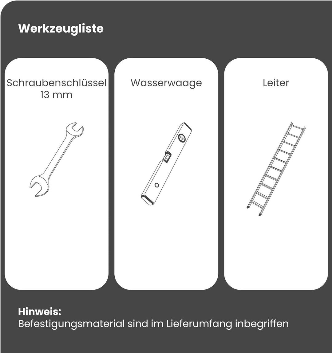 DAPRONA Laufrost Set für Flache Dachziegel, Dachtritte für Schornsteinfeger Schwarz 60cm, inkl. Mont