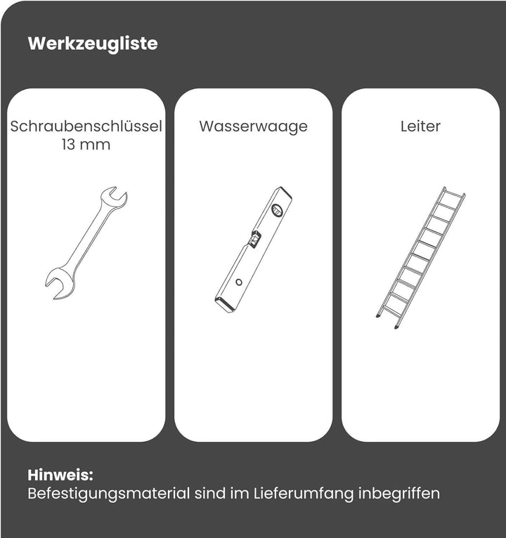 DAPRONA Laufrost Set für Flache Dachziegel, Dachtritte für Schornsteinfeger Schwarz 60cm, inkl. Mont