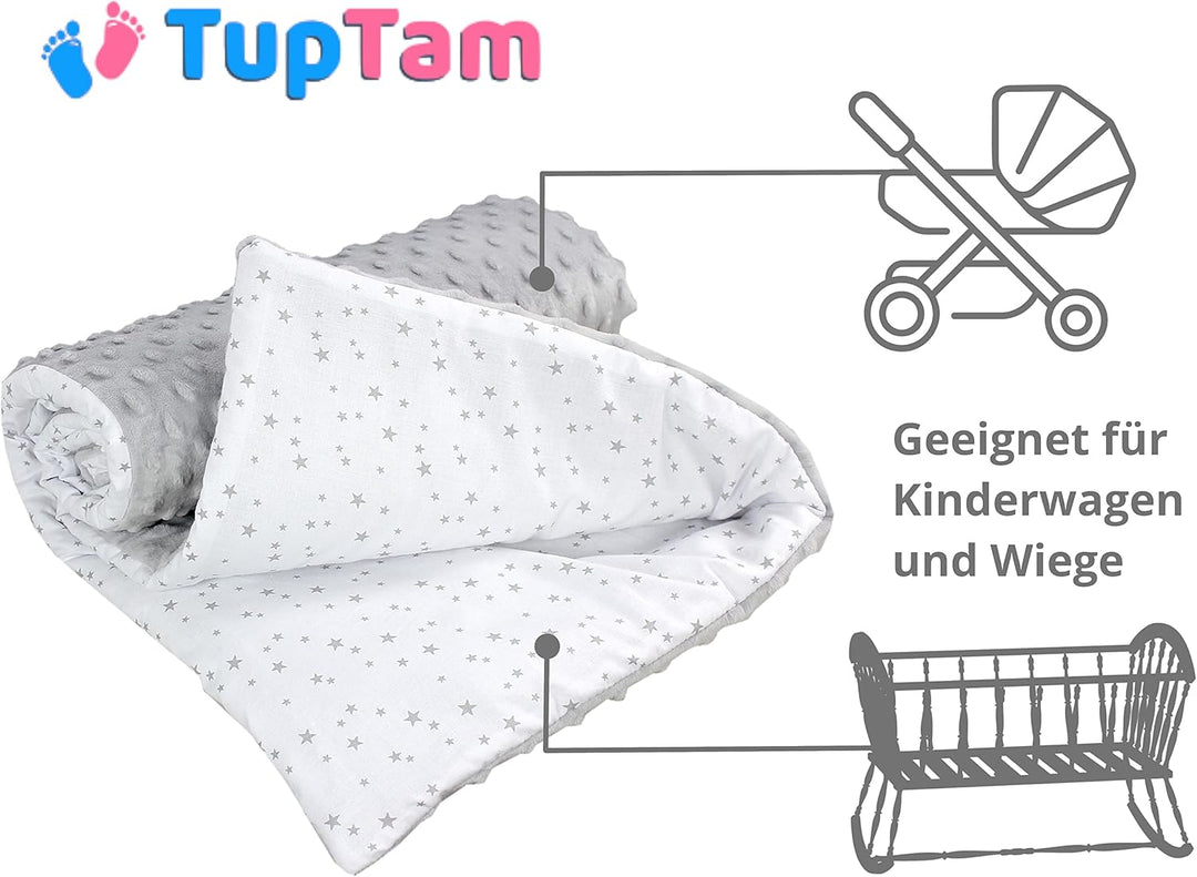TupTam 2er Set Baby Decken Einschlagdecke 85x85 cm für Autositz Babyschale Babydecke Wiegendecke Min