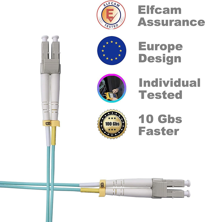 Elfcam® - 20m Glasfaserkabel LC/UPC auf LC/UPC 50/125um OM3 Multimode Duplex LSZH, Blau.20M 20M 1, 2