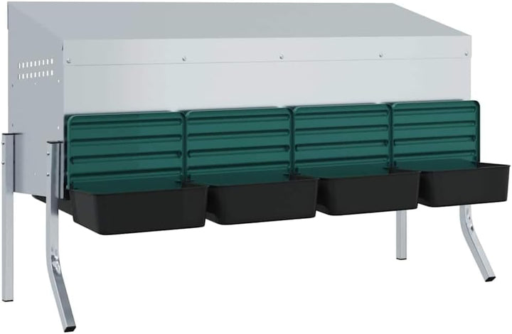 Hühner-Nistkasten 4 Fächer aus verzinktem Stahl mit Beinen, Flexible Beinhöheneinstellung, wetterfes