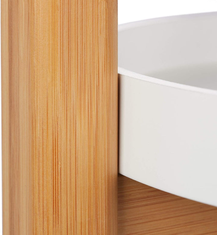Relaxdays Blumenregal, 3 Etagen, Bambus & MDF, rund, moderner Pflanzenständer für innen, HxD: 79 x 3