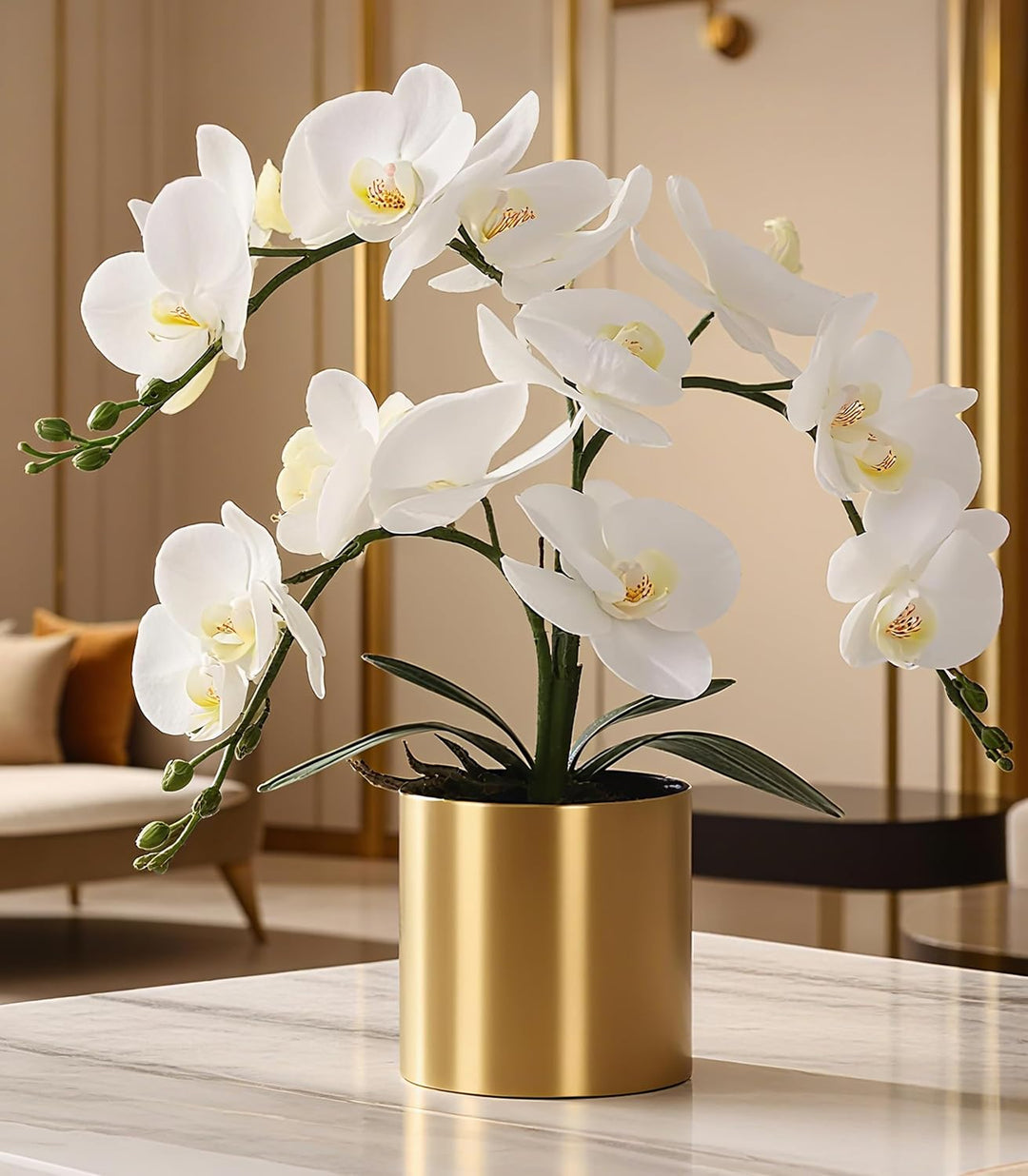 LESING Künstliche Orchidee mit Vase, weisse Orchidee Bonsai künstliche Orchidee Phalaenopsis Pflanzt