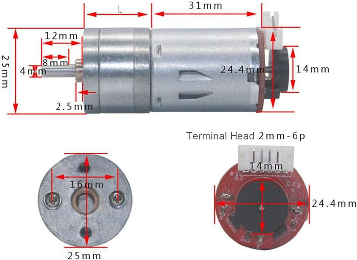 DC 12V Motor mit Encoder 65mm Magnetgetriebe Vollmetallgetriebe Micro Speed Reducer Kit Montagehalte