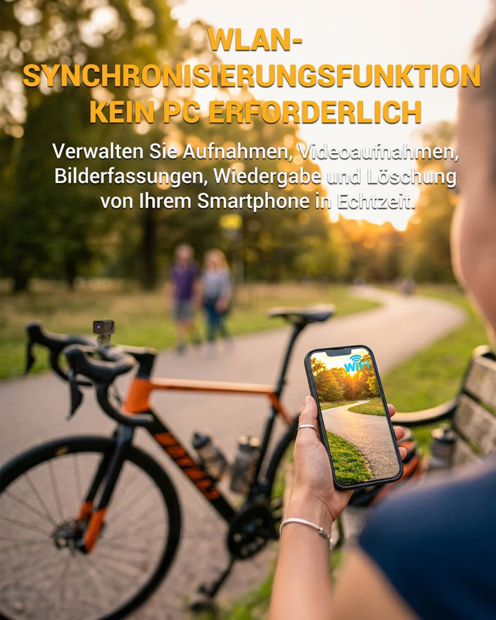 WLAN Action Kameras 120°Weitwinkel Sportkamera Mini Action Cam 1080P HD Dashcam Fahrrad für Helm und