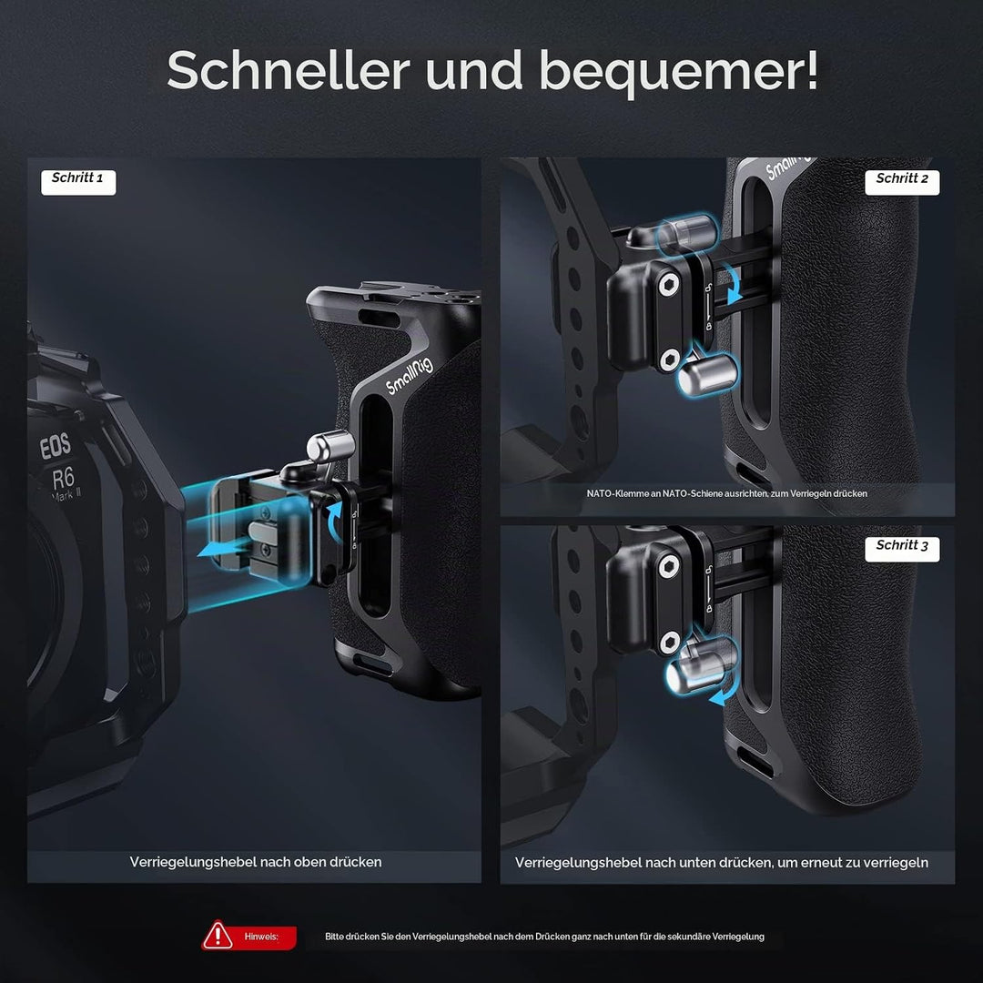 SMALLRIG NATO Side Handle Snap On Seitengriff Schnellverschluss-Design, nach Oben/unten verstellbar,